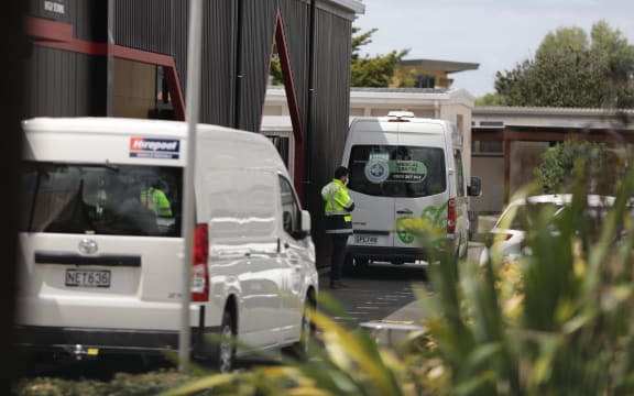 Security ramps up ahead of Covid-19 testing at Papatoetoe High School on 23 February.