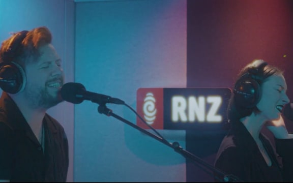 Auckland band Speech Act Theory performing at RNZ in September 2023
