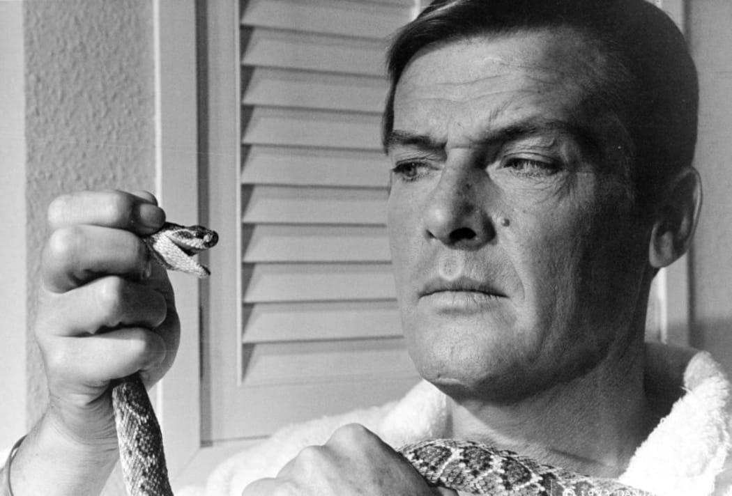 Roger Moore as James Bond in a scene of Moonraker in 1979.