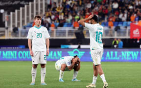 New Zealand’s players reacts during New Zealand All Whites v Egypt, Cairo, 2024.