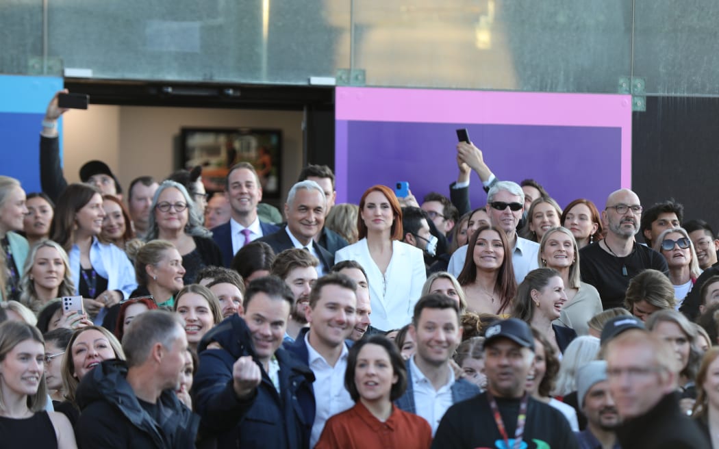 On July 4, the Newsroom staff (including anchors Mike McRoberts and Samantha Hayes, back row, center) gathered outside the Oakland newsroom for one final team photo before airing the final news bulletin at 6 p.m.
