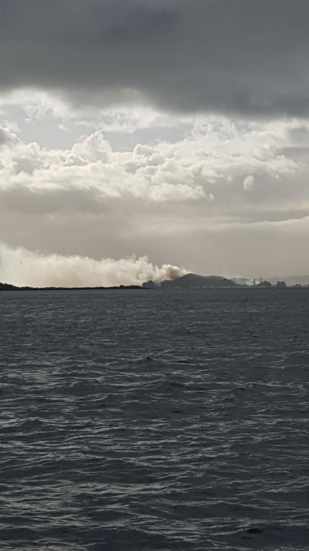 Smoke from the fire on Browns Island.
