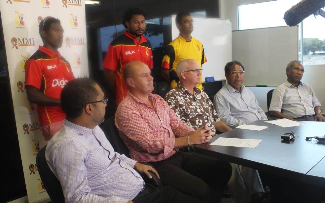 Players and officials at the announcement of the Cricket PNG National Squads for 2015.