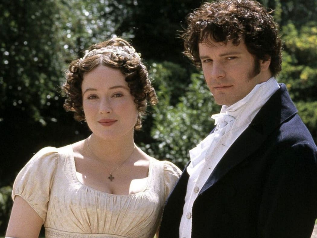 Still from the 1995 BBC production of Pride and Prejudice featuring Jennifer Ehle and Colin Firth