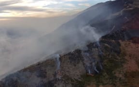 The fire on Mount Roy this morning.