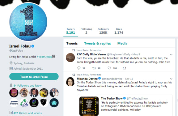 Israel Folau twitter page