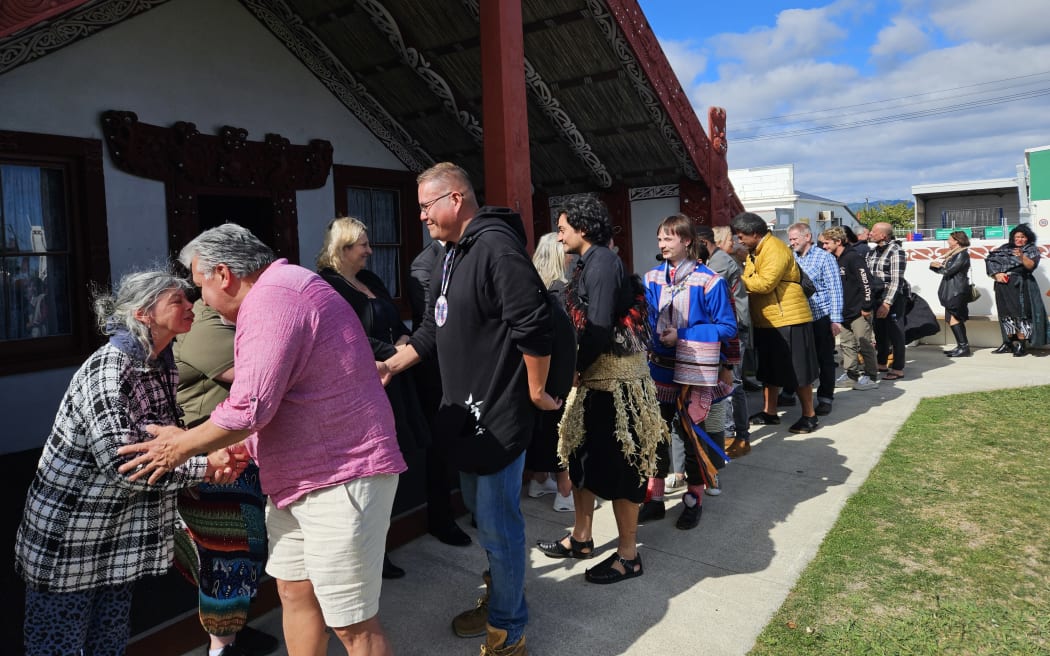 The hongi after the powhiri launching the Māoriland Film Festival.