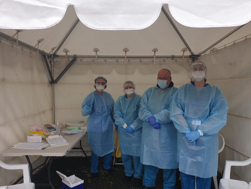 Staff at a pop-up community testing centre for Covid-19 in Levin.