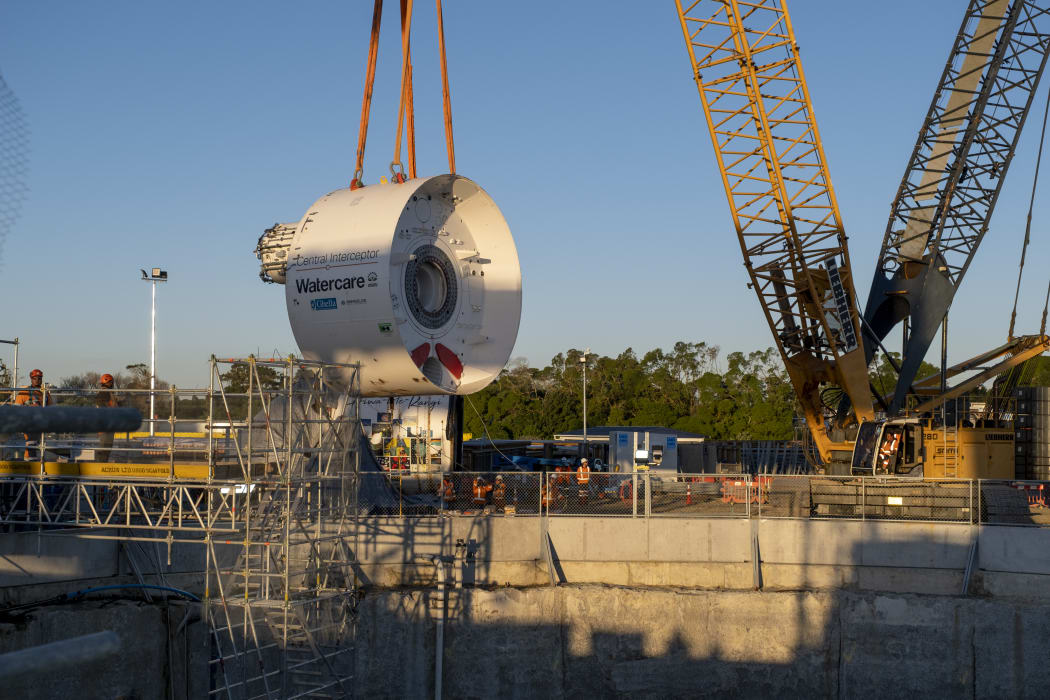Hiwa-i-te-Rangi TBM is lowered into the