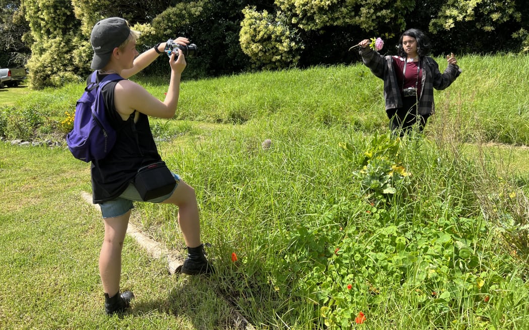 Budding young photographers taking part in National Geographic photography camp