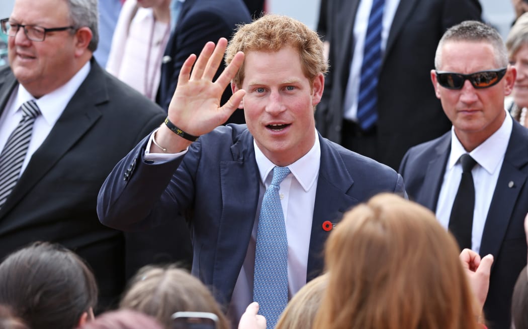 Prince Harry greeting fans at Cashel Mall, Christchurch.