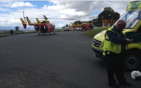 The Waikato Westpac Rescue Helicopter was dispatched to SH27, near Kaihere, at to the scene of an accident involving a car and truck.