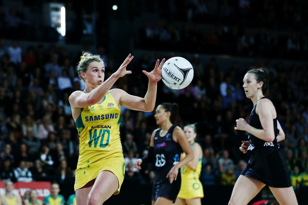 Gabi Simpson in action, 2017 Constellation Cup, Silver Ferns v Australian Diamonds.