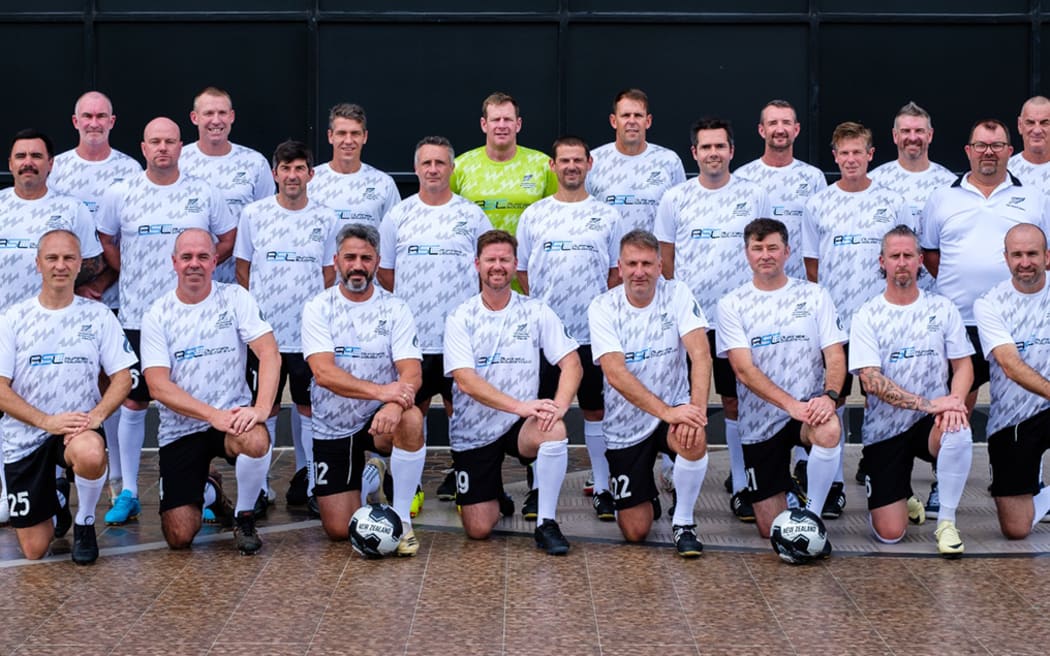 A team photo for the New Zealand Men's over-40s.