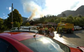 One of the fires on the Port Hills, as seen from Governors Bay fire station