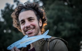 The spokesperson of the Sardines an Italian grass-roots movement against right-wing populism, Mattia Santori, talks during a gathering in St. John at the Lateran Square  on December 14, 2019 in Rome