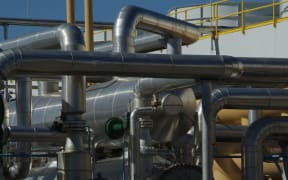 Pipework at Ngawha geothermal power station.