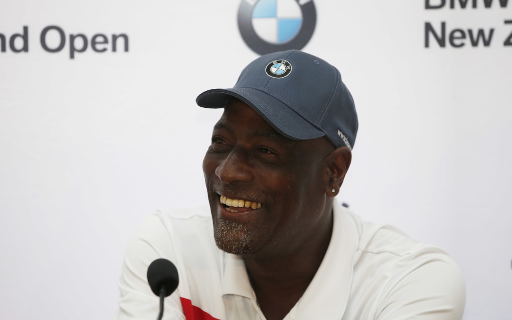 Sir Viv Richards at the celebrity photocall, The Hills, Arrowtown, New Zealand  ahead of the 2015 BMW New Zealand Golf Open. 11 March 2015. Copyright Photo: Michael Thomas / www.photosport.co.nz