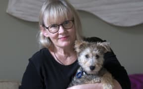 Sharon Murdoch with her dog, Iris
