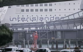 A close up of the Interislander ferry that returned to Wellington port due to a security threat.