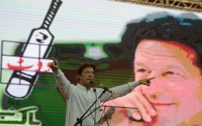 Pakistan's cricketer-turned politician Imran Khan of the Pakistan Tehreek-e-Insaf (Movement for Justice) politcal party.