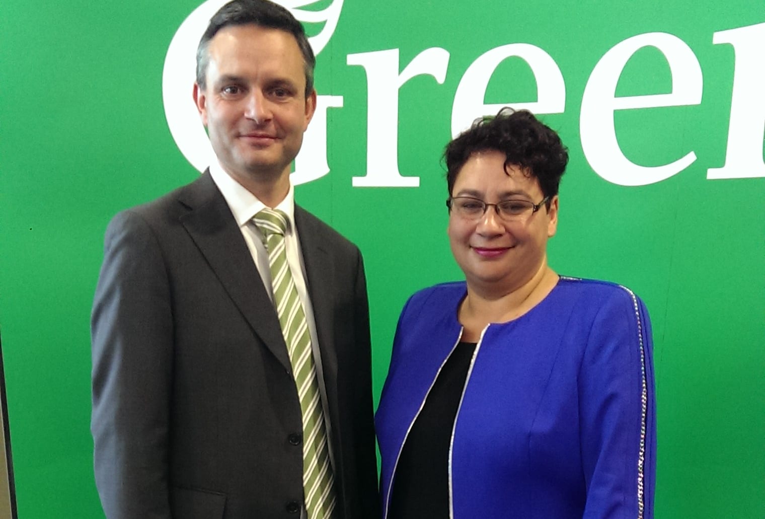 New Green Party co-leadership team James Shaw and Metiria Turei on 31 May 2015.