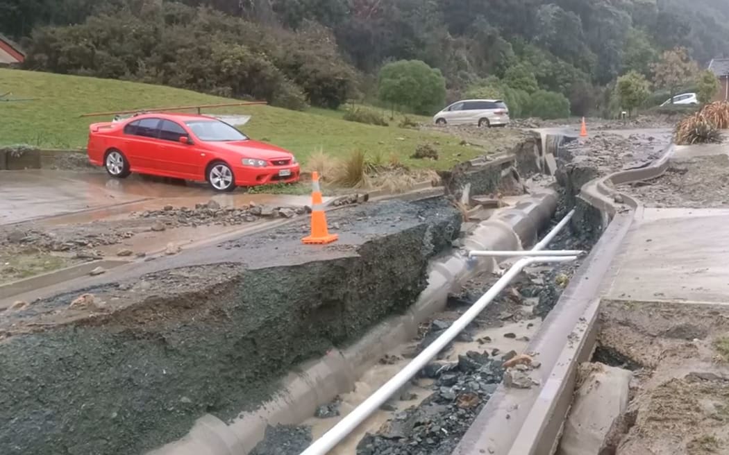 Flooding damage on Devenish Place in the Nelson suburb of Atawhai.