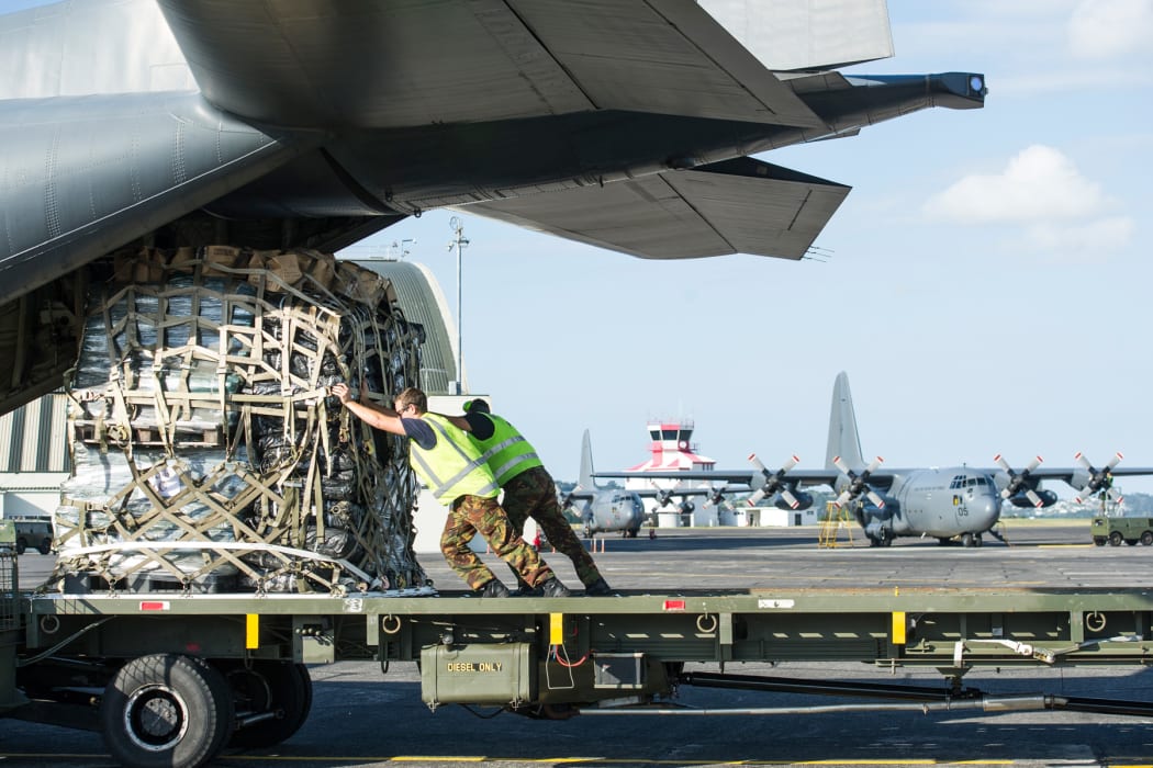 A New Zealand Defence Force C-130 Hercules is on its to Fiji