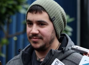 Mark Lundy's nephew Steven Jones outside court.