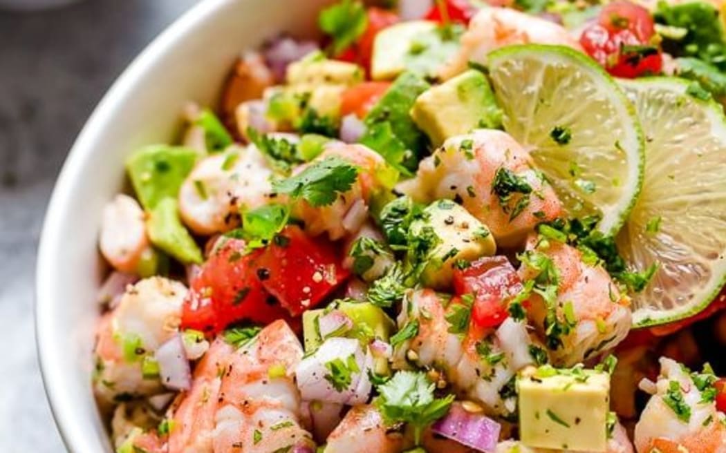 Avocado & Prawn Salad with Lime Coriander Dressing