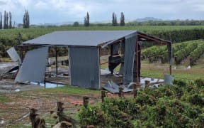 A destroyed shed on Koropiko Rd in Hawke's Bay