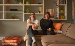 The founders of Paradise Press: Patrick Hickley and Annabel Hawkins in their Auckland flat.