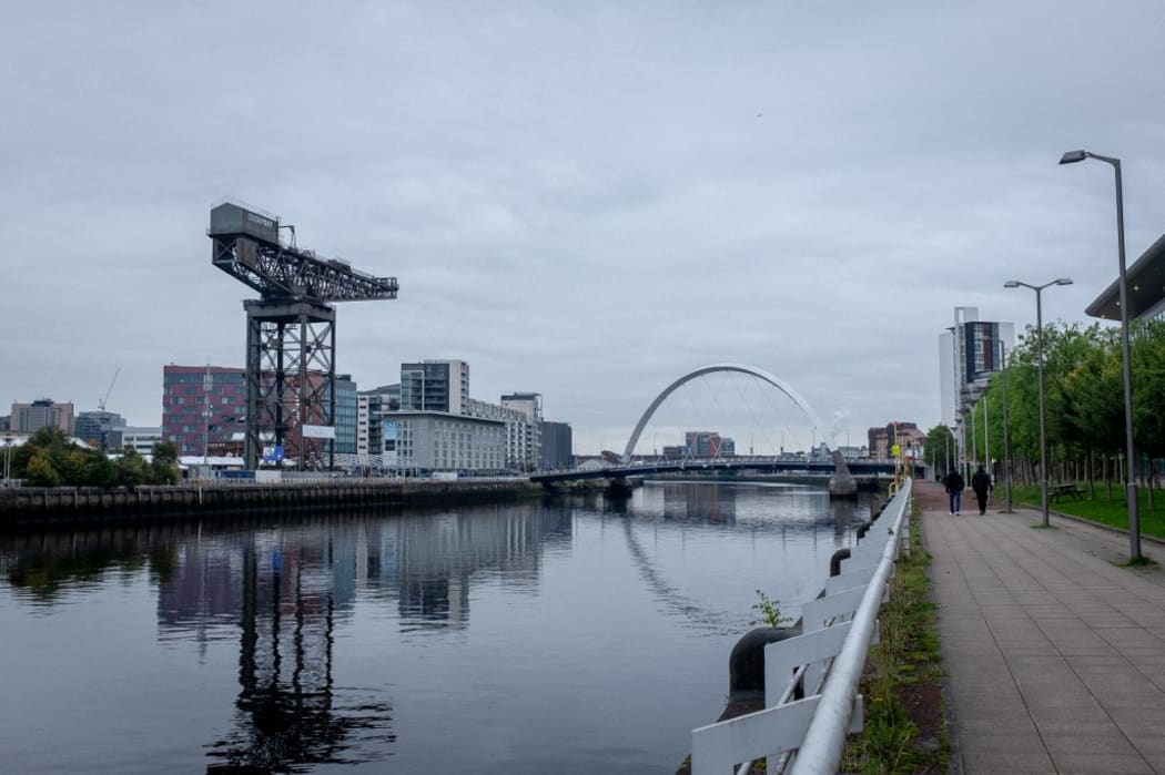 United-Kingdom, Glasgow, 2021-10-16. The river Clyde next to the COP26 blue zone. The Scottish city is getting ready to host the international event at the end of the month. Photograph by Julien Marsault / Hans Lucas.