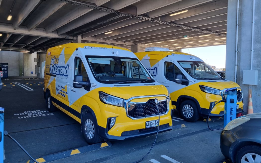The vans are all electric and have a dedicated charging space at The Crossing in south Tauranga.