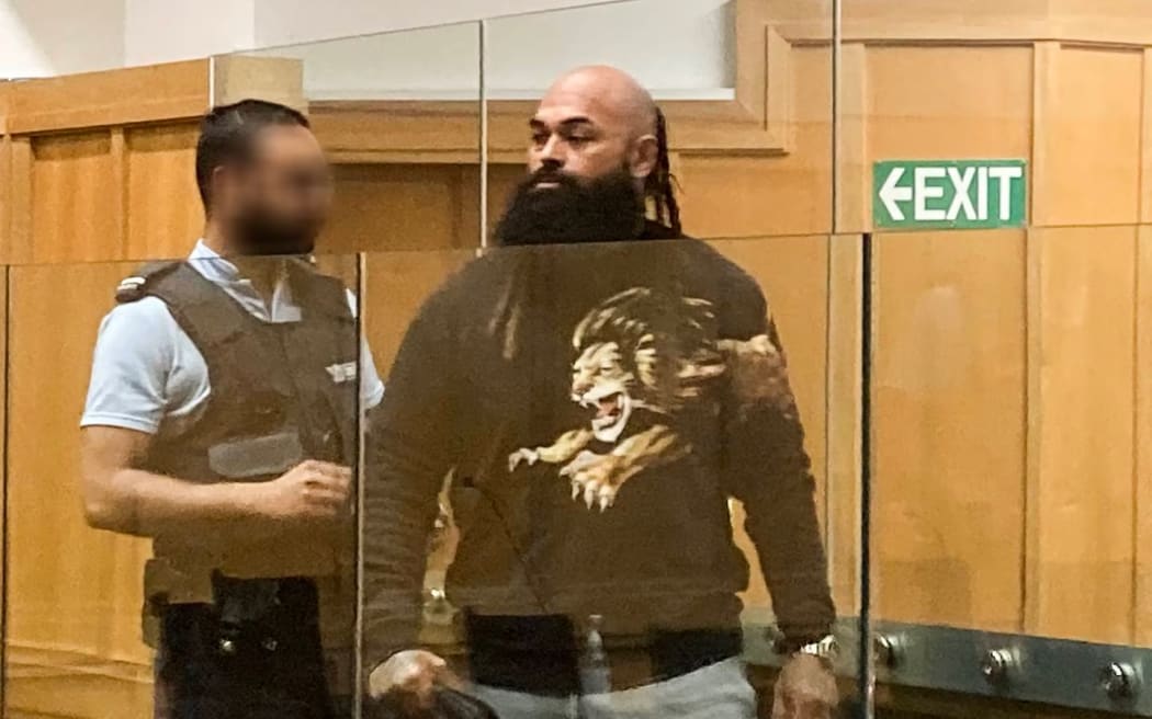 Peter Te Hau in the Hamilton High Court for sentencing for his part in the Waikeria Prison riot in January 2021.