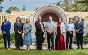 Napier Mayor Richard McGrath, seventh from the left, stands next to former Deputy Mayor Sally Crown and the rest of Napier's councillors.