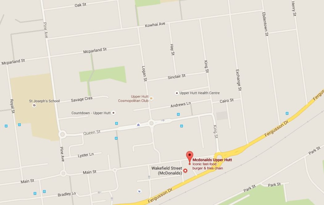 Screenshot of a Google Map showing Upper Hutt's Main St.