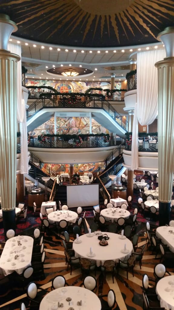 Inside the dining room on Royal Caribbean cruise ship Explorer of the Seas