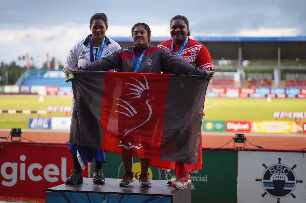 New Caledonia's Lesly Filituulaga beat the defending champion in the women's discus final.