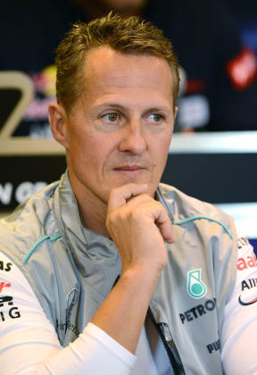Michael Schumacher attending a media conference in 2012.