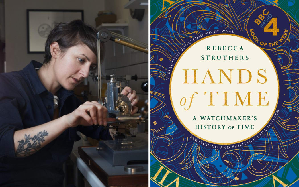 Rebecca Struthers in her workshop and book 'Hands of Time'