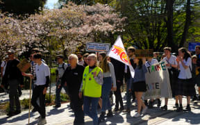 Marchers at the Christchurch climate strike.