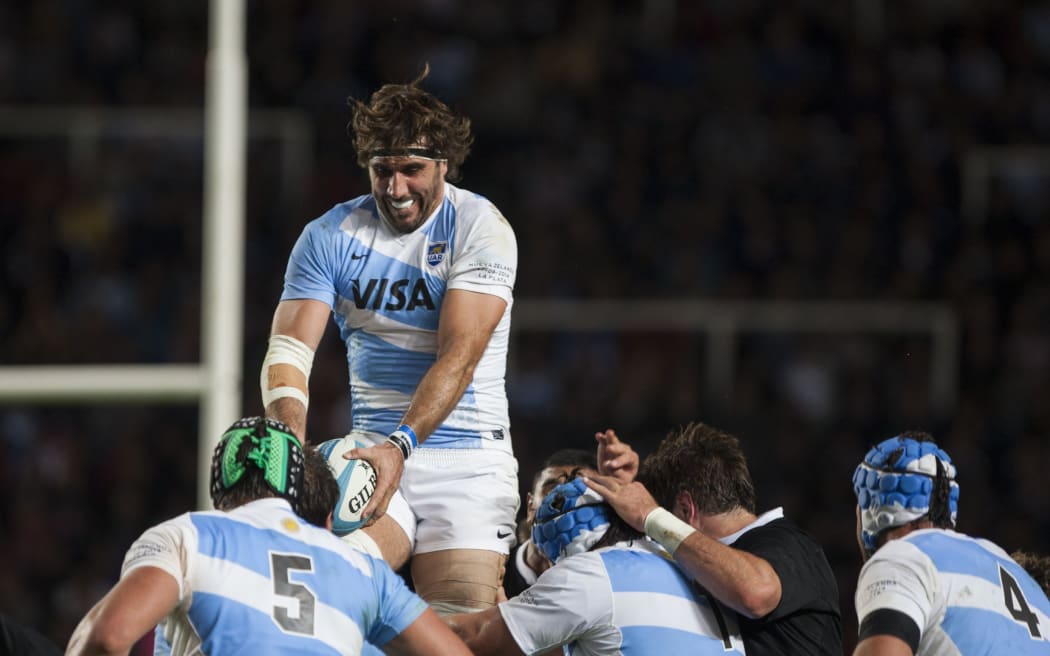 Former captain Juan Martin Fernandez Lobbe soars high for the Pumas