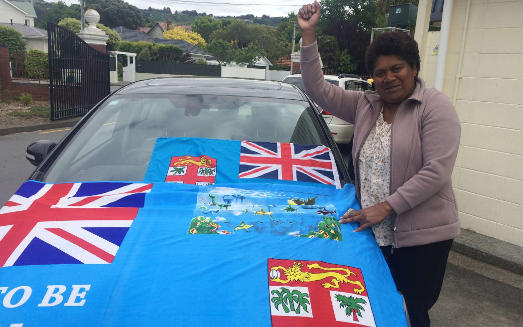 A Fijian supporter watches the team train in Lower Hutt.