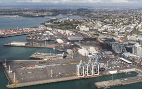 The two sides of the Bledisloe Terminal (foreground) will be built 98 metres further into the harbour, with the port later hoping to reclaim the space between them.