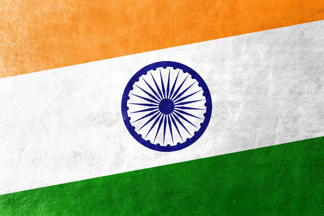 India Flag painted on leather texture