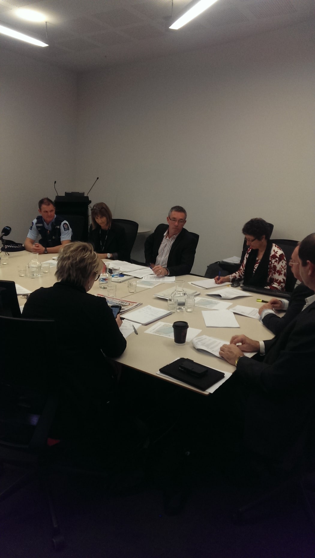 Constable Soames Crowther presenting to the Christchurch City Council committee ahead of it recommending the ban today