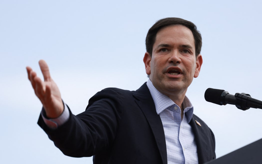 DORAL, FLORIDA - JULY 09: Sen. Marco Rubio (R-FL) attends a campaign rally for former President Donald Trump at the Trump National Doral Golf Club on July 09, 2024 in Doral, Florida. Trump continues to campaign ahead of the Republican National Convention which starts on July 15.   Joe Raedle/Getty Images/AFP (Photo by JOE RAEDLE / GETTY IMAGES NORTH AMERICA / Getty Images via AFP)