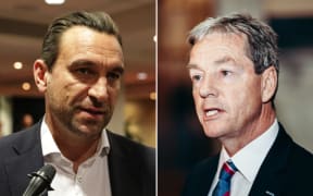 Business New Zealand head Kirk Hope and Shadow Treasurer Andrew Bayly.