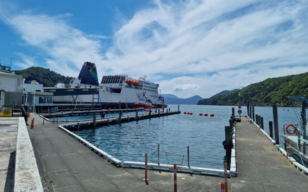 An Interislander ferry berthed in Picton.